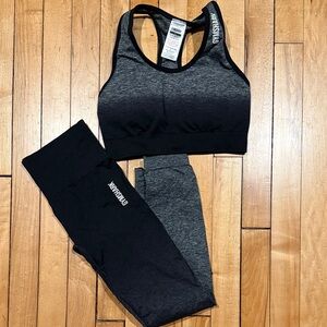 Gymshark Charcoal and Black Activewear Set